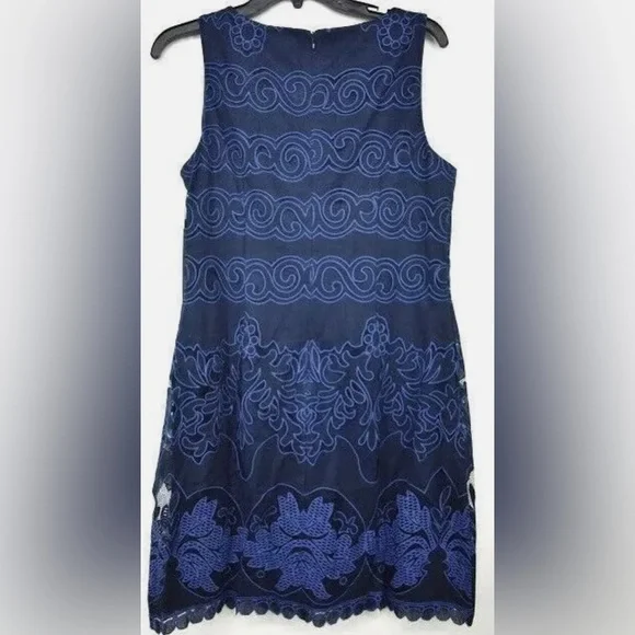 Eliza J | Dresses | Eliza J Womens Navy Lace A Line Mini Dress Sleeveless  Back Zip | Poshmark